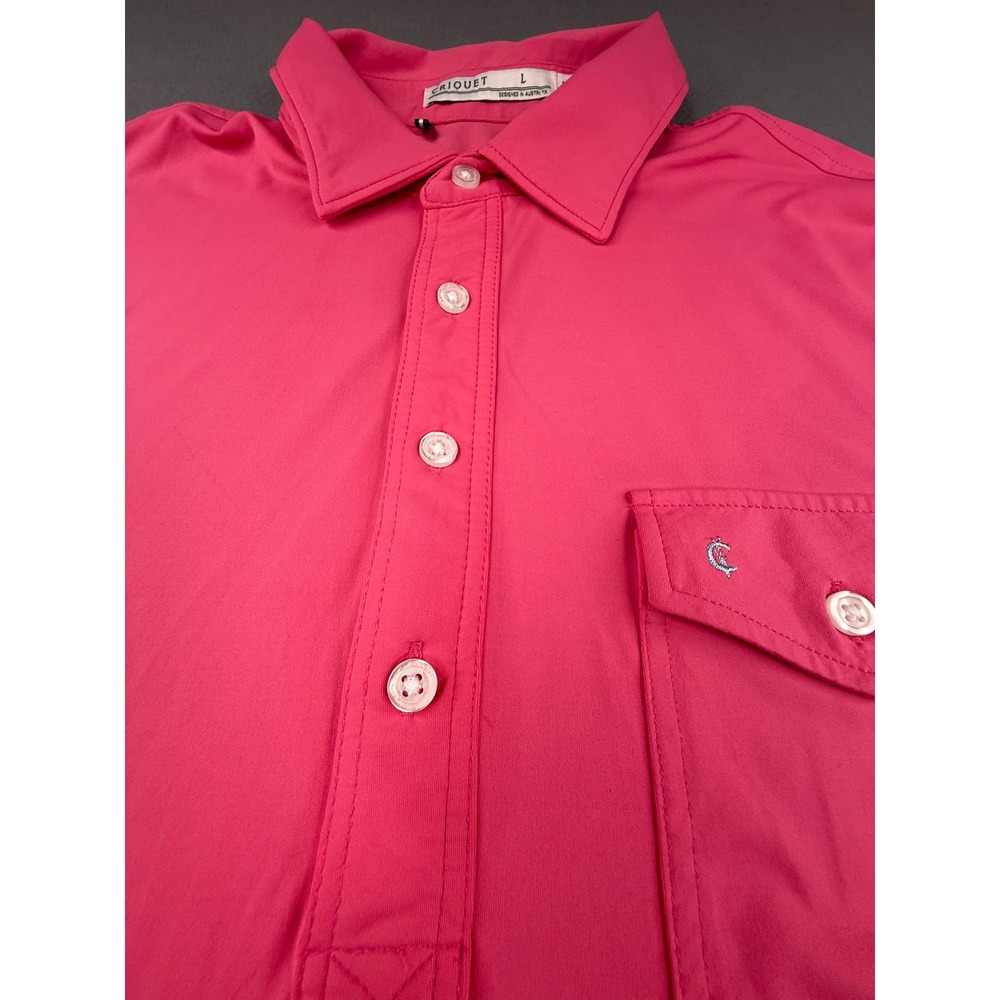 Criquet Polo Shirt Mens Large Pink Performance Player Recycled Stretch Golf - Picture 3 of 9
